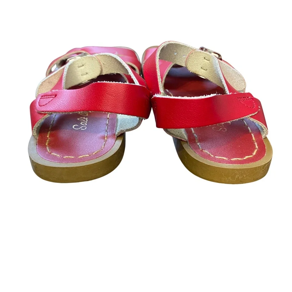 Salt Water Sandals by Hoy Shoe Retro Red Leather Woven Strappy Sandals Kids‎ 13